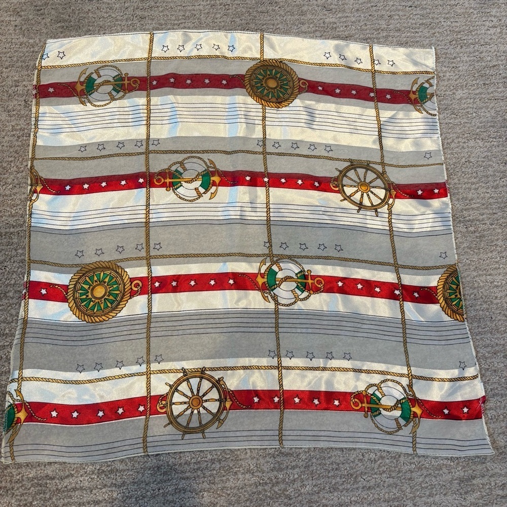 Vintage Unbranded Nautical Themed Square Neck Scarf - 19” X 19”
